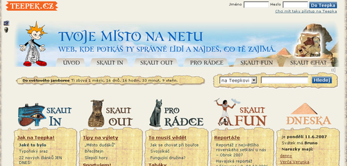 Homepage webu Teepek.cz
